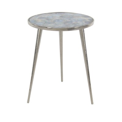 Contemporary Agate Tripod Side Table Silver - Olivia & May