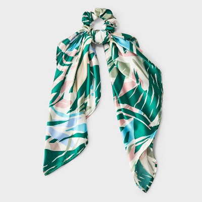 Abstract Satin Bow Hair Twister with Tails - A New Day™ Dark Green/Blue