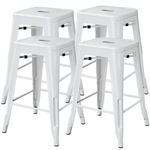 Yaheetech 24" Set of 4 Metal Counter Height Backless Stackable Bar Stools Indoor/Outdoor - 1 of 4