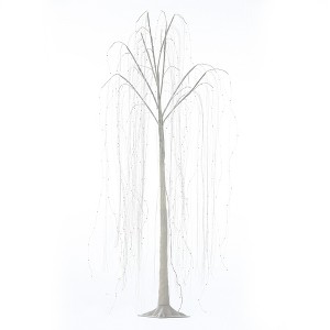 LuxenHome Lighted LED 5.9Ft White Willow Tree, Artificial Willow Tree with Metal Base - 1 of 4