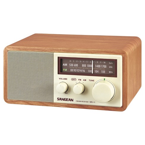 Sangean Portable All in One Wood Cabinet Bluetooth FM Radio Speaker 