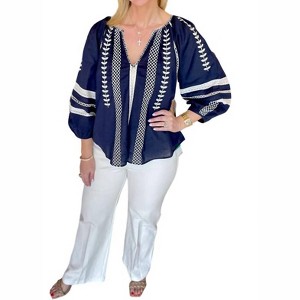 Women's Embroidered Peasant Top - Karen Kane - 1 of 1