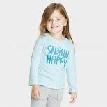 Toddler Girls' Snow Happy Long Sleeve Shirt - Cat & Jack™ Light Blue
