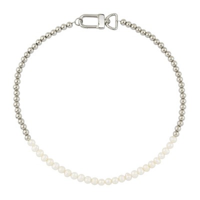 Slate by Rebl White Pearl & Beads Necklace  Stainless Steel