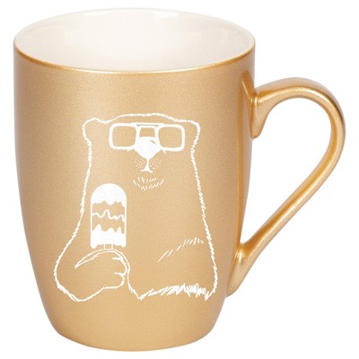 Elanze Designs 10 Ounce Metallic Finish New Bone China Tea Coffee Cup Mug� Gold Ice Cream Polar Bear