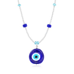 Ross-Simons Italian Tonal Blue Murano Glass Bead Evil Eye Necklace With Sterling Silver Size 18 - 1 of 3
