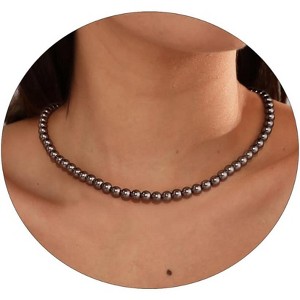 Pearl Pendant Necklace for Women, 14K Gold Plated Handmade Layered Chain - 1 of 4