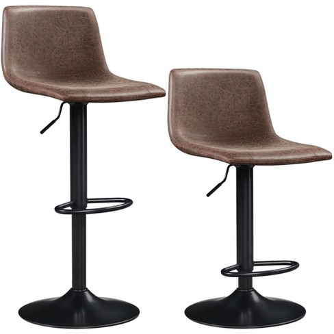 Yaheetech adjustable modern swivel bar stools dining deals chair counter height leather set of 2