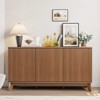 58" Walnut Sideboard Buffet Cabinet – Fluted Curved Doors, Adjustable Shelves, Raised Base – Wood Storage for Dining Room - 2 of 4