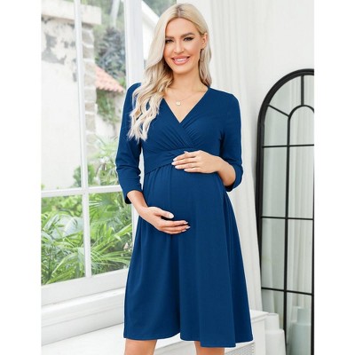LXT-Women's Nursing 3/4 Sleeve A Line Party Midi Dress