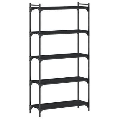 vidaXL Freestanding 5-Tier Bookcase – Engineered Wood and Metal Construction
