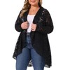 Agnes Orinda Women's Plus Size Floral Crochet Sheer Lace Cover Up Open Front Long Sleeve Casual Lightweight Cardigans - 2 of 4