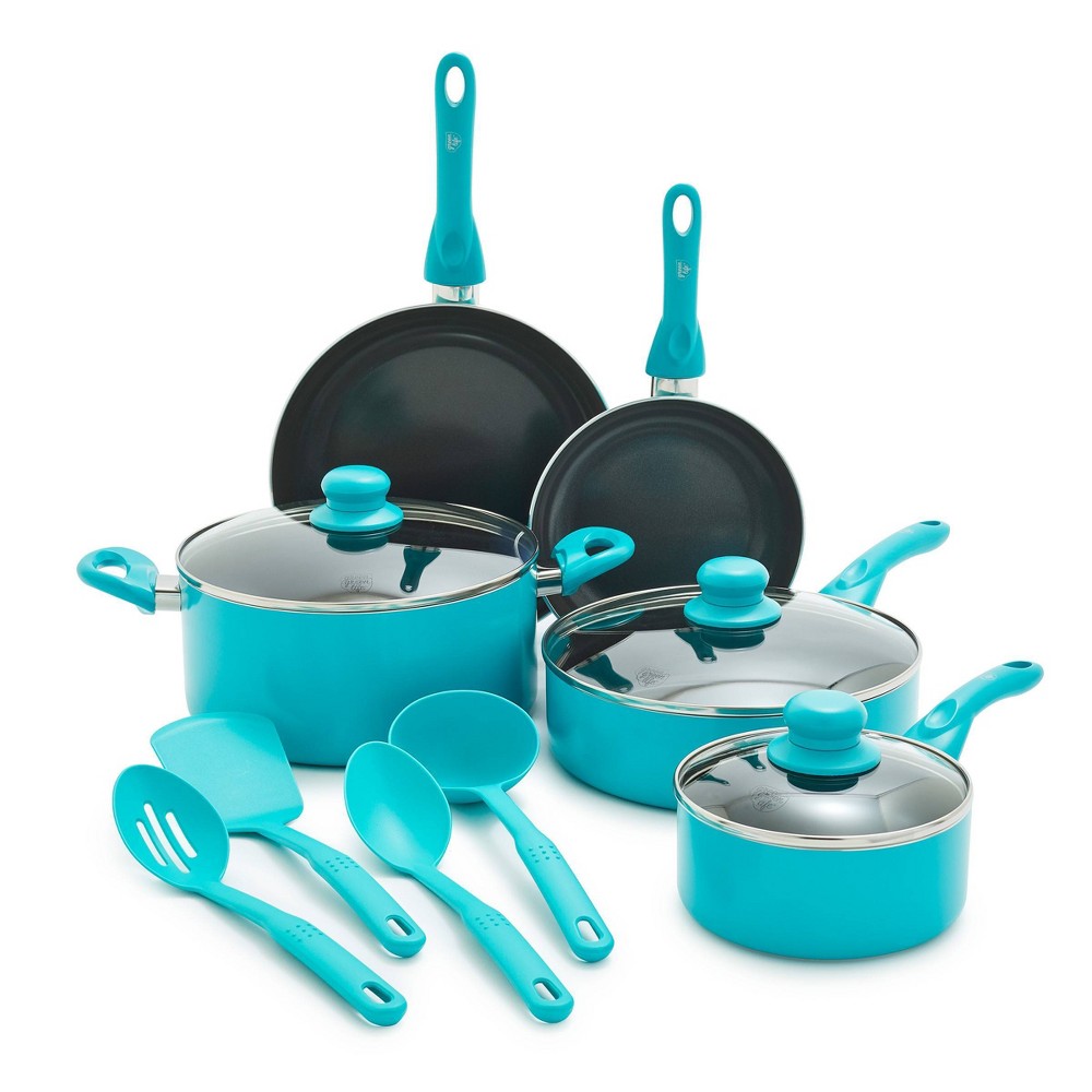 Photos - Bakeware GreenLife Essentials 12pc Ceramic Nonstick Aluminum Cookware Set Caribbean