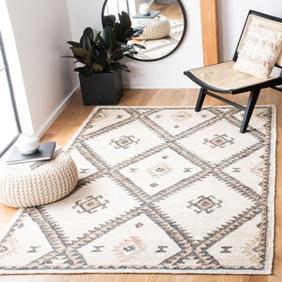 Ivory and Black Handmade Flat Woven 4' x 6' Area Rug