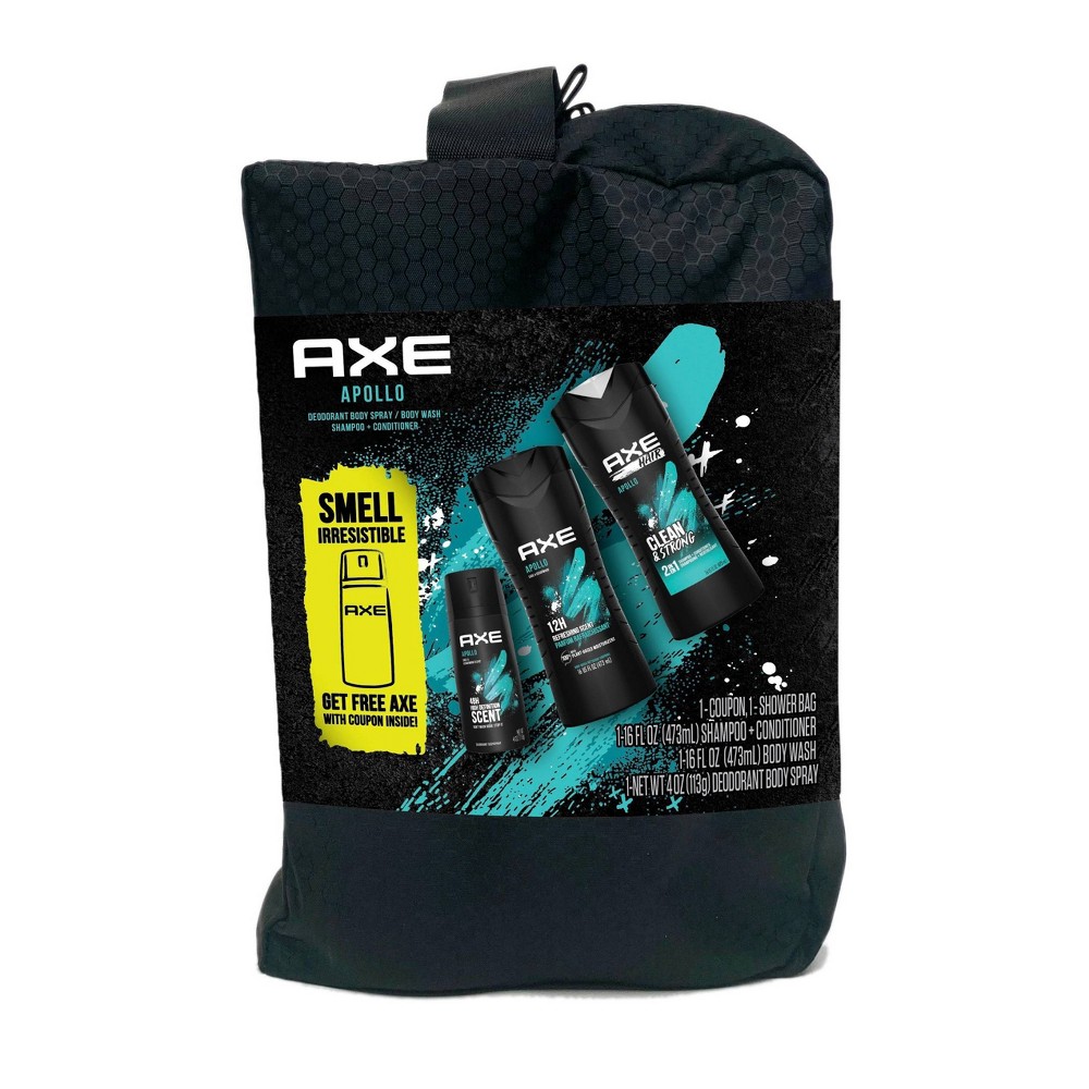 Axe Apollo Shampoo & Conditioner + Body Wash + Body Spray Shower Bag Gift Pack - 36 fl oz/3pk