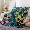 1pc Tropical Leaves Pattern Flannel Blanket, Lightweight, Warm Cozy All Season Throw for Sofa, Bed, or Travel, Christmas Gifts. - 4 of 4