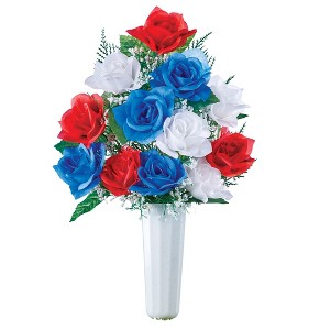 Collections Etc Patriotic Americana Roses Memorial Garden Stake 11 X 5 X 20.5 - 1 of 2