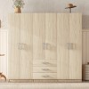 6 Doors Wooden Armoire Closet With Shelves And 3 Drawers,Wood Armoires And Wardrobes,Armoire Wardrobe,Wardrobe Closet -Maison Boucle - 2 of 4