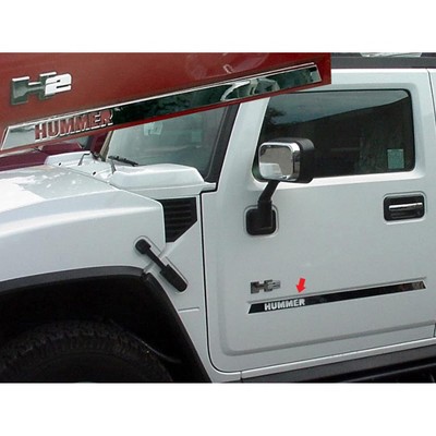 QAA is Compatible with 2003-2009 Hummer H2 4 Piece Stainless Body Molding Insert Trim Kit, with Hummer Logo Letters Cut Out HV43025