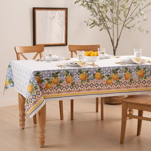 Capri Lemon Double Border Tablecloth - Multicolor - 120x60 - Elrene Home  Fashions