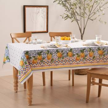 Capri Lemon Double Border Tablecloth - Elrene Home Fashions
