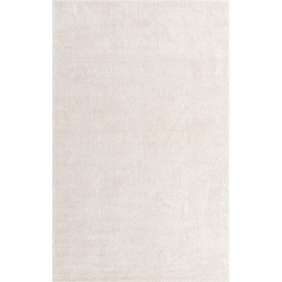Ivory Rectangular Shag Synthetic Indoor Area Rug 3' 3" x 5' 3"