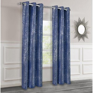 2pc Dainty Home Artistic 100% Blackout Grommet Curtain Panel Pair with 3D Lurex Texture - 1 of 4