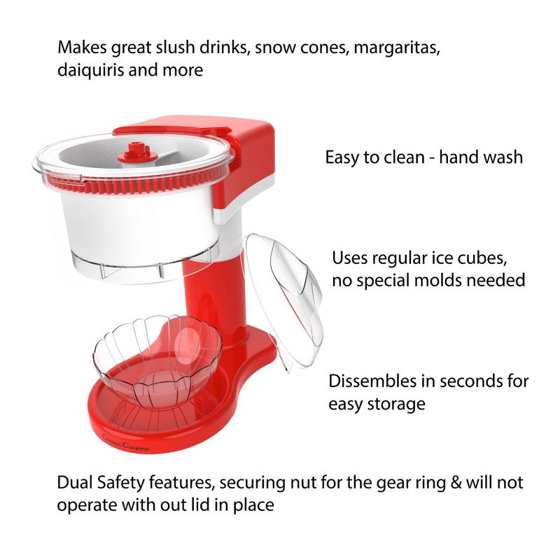 Hastings Home Electric Shaved Ice Machine and Snow Cone Maker for Home Use - 7" x 12", Red/White, 3 of 8