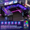 U Shaped Desk with Power Outlets & LED Lights, 79" Reversible L Shaped Desk, Corner Computer Desk Office Desk with Full Monitor Stand - 3 of 4