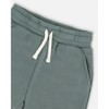 Deux par Deux Boy French Terry Sweatpants with Side Pockets Grayish Teal - 4 of 4