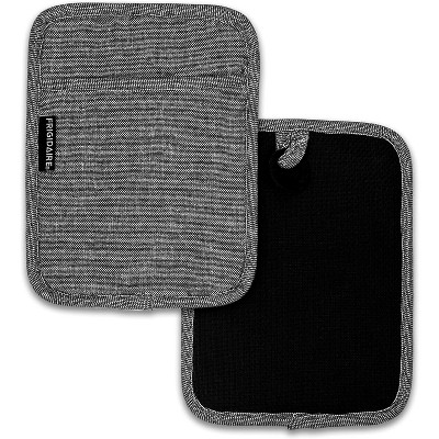 Home Mart Goods Black Heat Resistant Thick Soft Quilted Lining Kitchen Oven Pot Holders With Neoprene and Cotton Non-slip - 2 Pack
