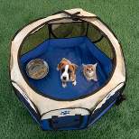 Pop-Up Pet Playpen - 26-Inch Indoor and Outdoor Dog Kennel with Carrying Bag - Portable Pet Enclosure for Dogs and Small Animals by PETMAKER (Blue)