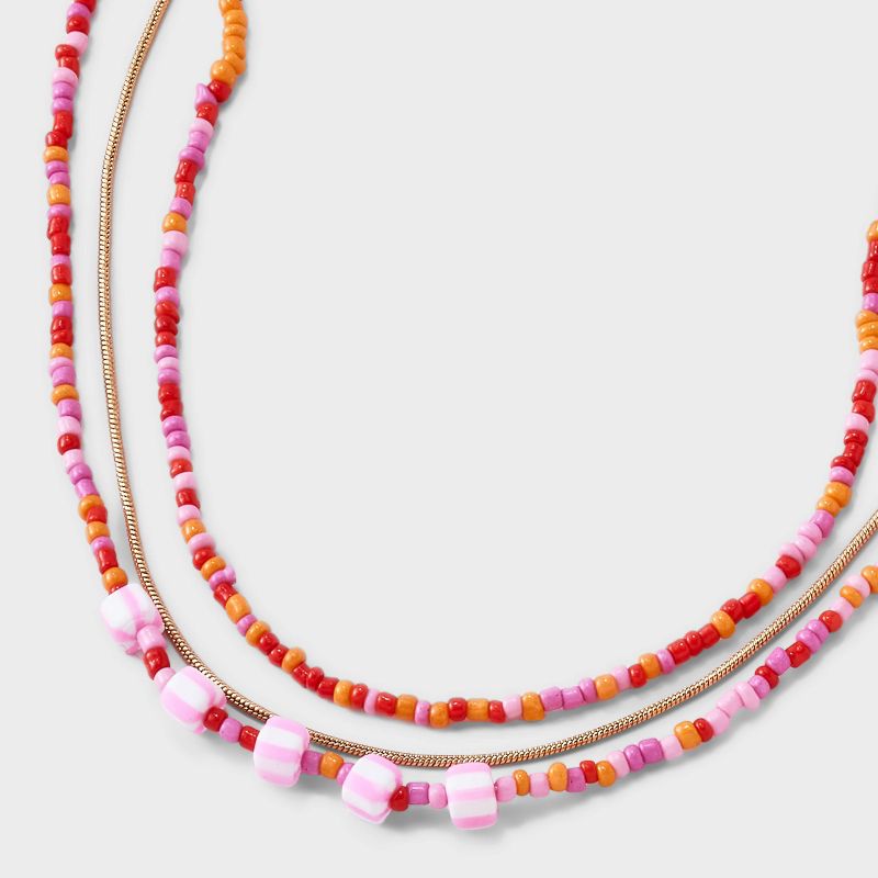 Mini Beaded and Disc Charm Layer Necklace - Universal Thread&#8482; Pink, 5 of 6