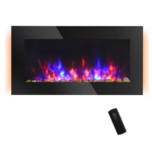 SEVOBAL Indoor Fireplaces Electric Wall-Mounted Fireplace Electric Fireplace Infrared Fireplace Heater for Indoor, Black, 35.75"*19"*5" - 1 of 4