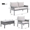Sapphtopaz 4-Piece Boho Outdoor Patio Sofa Set with Tempered Glass Table, Outdoor Sofa Set with Cushions, Rope Patio Furniture Set - 2 of 4