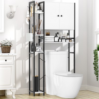 KTMBDW Over The Toilet Storage Cabinet with 4-Tier Side Adjustable Storage Shelves, Bathroom Shelf Over Toilet, Bathroom Storage Cabinet Organizer