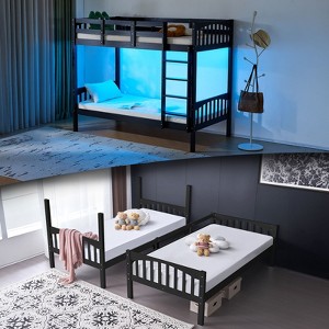Karl Home Twin Bunk Bed with RGB LED Strip and Charging Station - 1 of 4