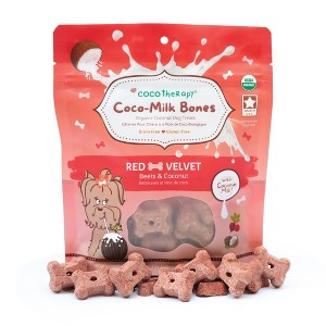 CocoTherapy Coco-Milk Bones Red Velvet Biscuit - Organic Coconut Treat for dogs (6 oz) - 1 of 4