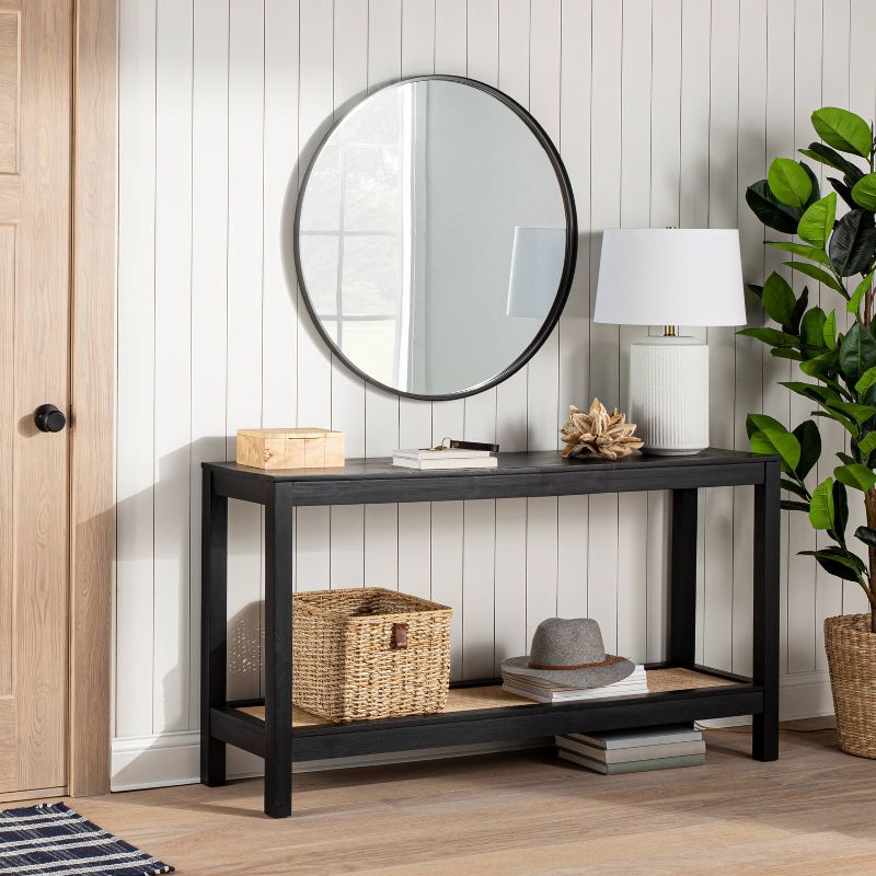 Console Table with Woven Rattan Shelf Black - Threshold&#8482; designed with Studio McGee, 2 of 19