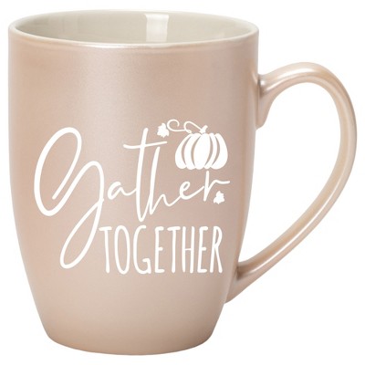 Elanze Designs Gather Together Wreath Precious Pearl 10 ounce New Bone China Coffee Cup Mug