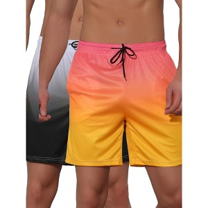 Lars Amadeus Men's Contrast Color Summer Beach Colorful Swimwear Shorts 2 Packs - 1 of 4