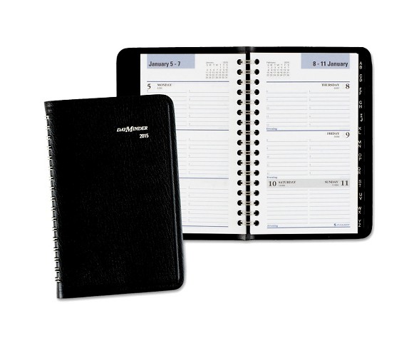 DayMinder&#174; Weekly Pocket Appt. Book, Telephone/Address Section, 3 3/4 x 6, Black, 2017