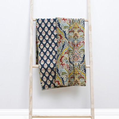 Moreno Red and Blue Cotton Reversible Quilted Throw