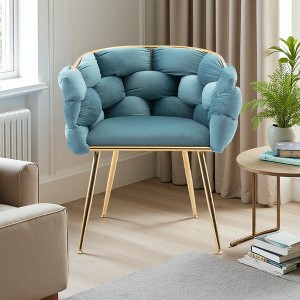 28.7" Velvet Modern Single Accent Chair with Gold Metal Legs and Cotton Cushion - 1 of 4