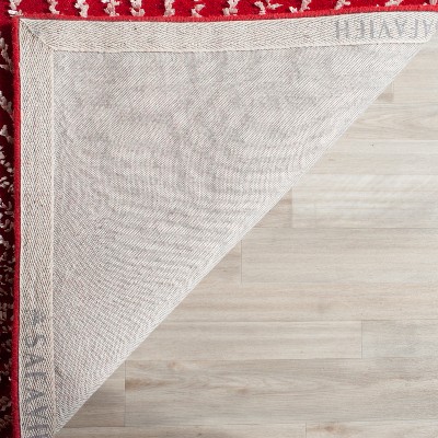 Red and Ivory Round Hand-Tufted Wool Area Rug