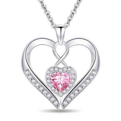 Paaaawaters 925 Sterling Silver 5A CZ Diamond Full Love Heart Pendant Necklace for Women 19in