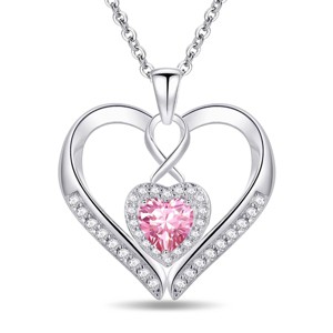 Paaaawaters 925 Sterling Silver 5A CZ Diamond Full Love Heart Pendant Necklace for Women 19in - 1 of 4
