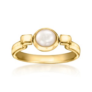 Ross-Simons 6mm White and Black Cultured Pearl Reversible Ring in 18kt Gold Over Sterling - 1 of 4