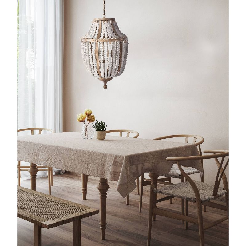 Storied Home Metal and Draped Wood Bead Chandelier Distressed White, 4 of 11