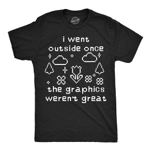 Mens Funny T Shirts I Went Outside Once The Graphics Werent Great Sarcastic Gamer Graphic Novelty Tee For Men - Crazy Dog Men's T Shirt - 1 of 4